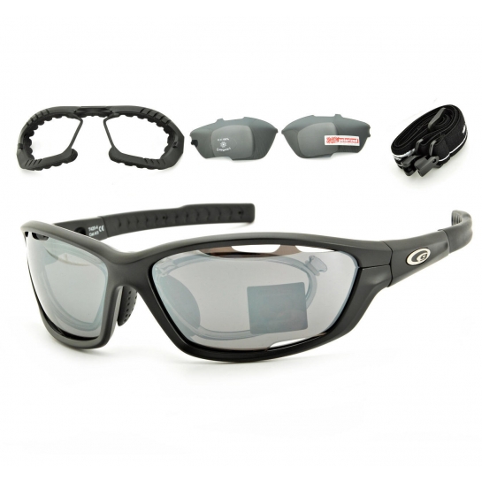 Szerokie okulary przeciwsłoneczne z polaryzacją GOGGLE T420-4R Korekcja + Pasek + Gąbka